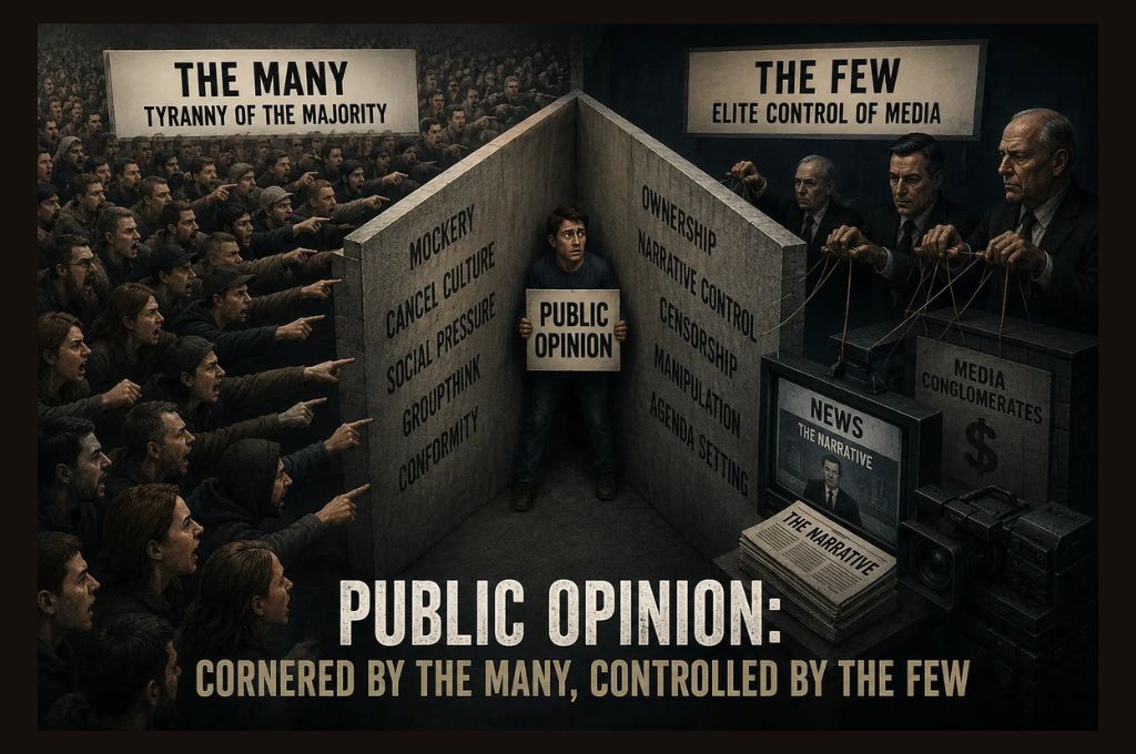 Public opinion: cornered by the many, controlled by the few