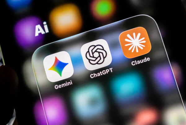 phone with an 'AI' icons folder and several AI applications showing