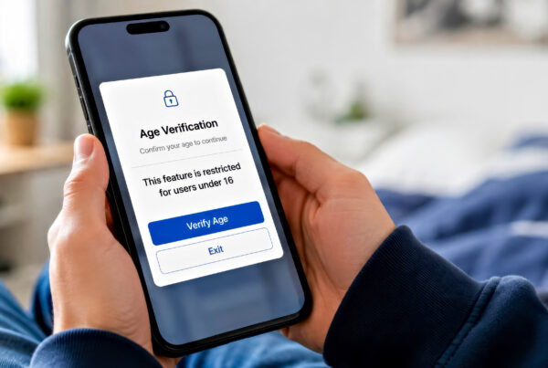 age verification window on smartphone held in hands