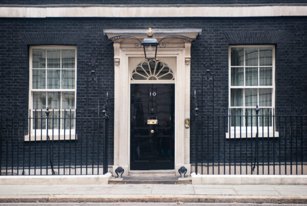 front door of 10 Downing Street in London, the residence of the Prime Minister