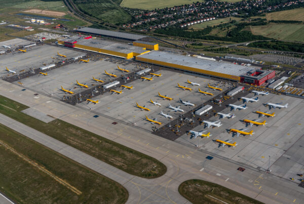 Leipzig Airport, several planes on the ground