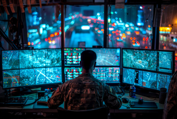 Analyist monitoring several online and virtual information sources