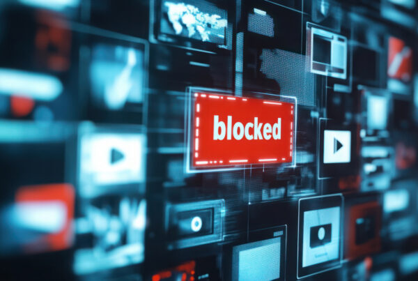 computer screen with lots of pop ups that says 'blocked'