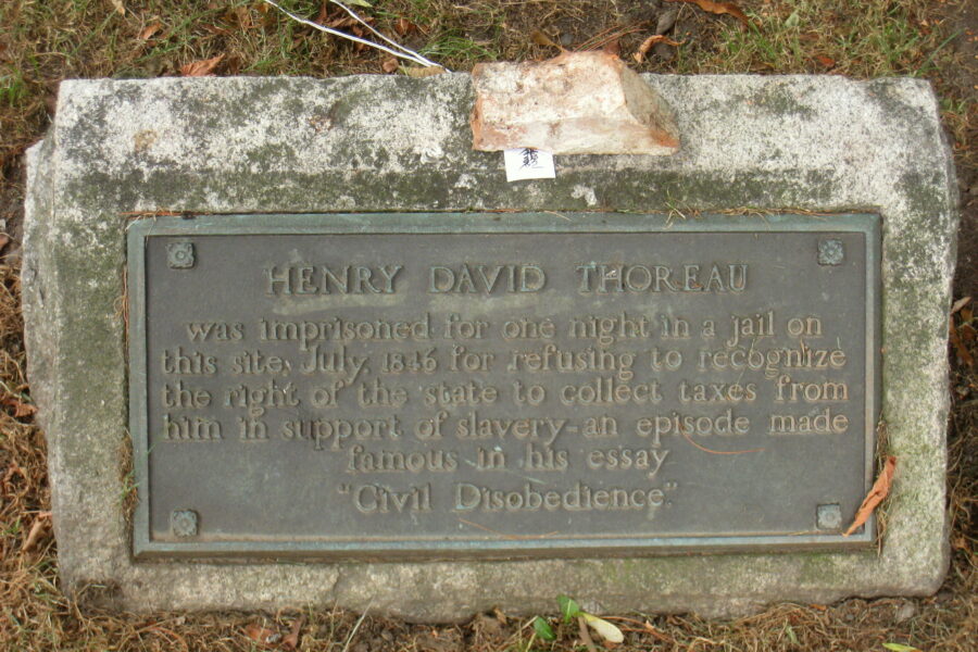 plaque commemorating Henry David Thoreau being arrested in jail, an experience which expired 'Civil Disobedience'
